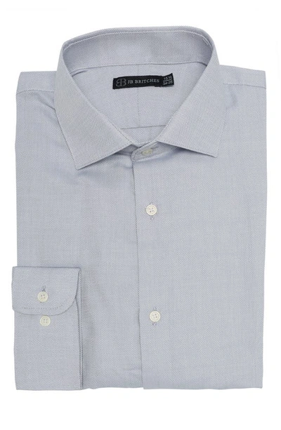 Jb Britches Yarn-dyed Solid Dress Shirt In Light Grey