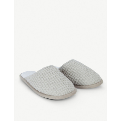 The White Company Waffle Towelling Cotton And Modal-blend Slippers In Pale Grey