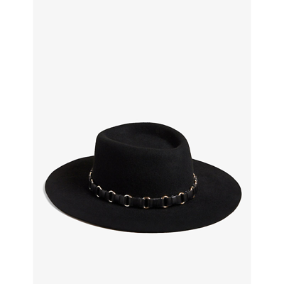 Ted Baker Shonahh Wide-brim Wool Fedora Hat In Black
