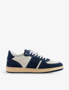 NONE COLLEGIUM MEN'S NAVY PILLAR DESTROYER LEATHER AND SUEDE LOW-TOP TRAINERS,60053870