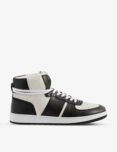 None Pillar Destroyer Leather And Suede High-top Trainers In Blk/white