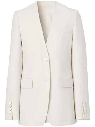 Burberry Tailored Collarless Blazer In White