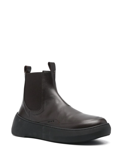 Hevo Via Casarano Leather Ankle Boots In Brown
