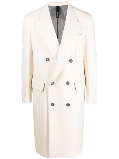 Hevo Mid-length Double-breasted Coat In Nude