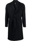 Hevo Blue Double-breasted Coat With Pointed Lapels In Wool Blend Man In Blue