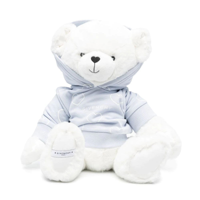 Givenchy White Faux Fur  Teddy Bear In Light Blue