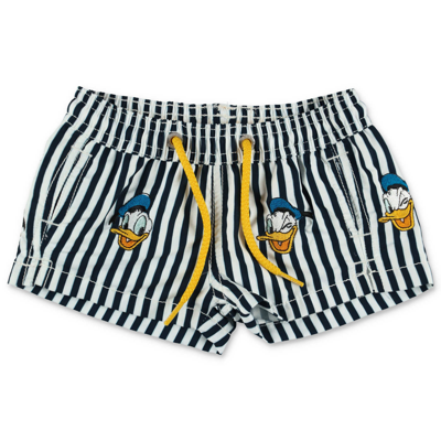 Mc2 Saint Barth Babies'  Costume Shorts Da Mare A Righe Donald Duck In Nylon