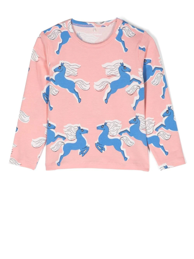 Mini Rodini Kids' Graphic-print Long-sleeved T-shirt In Pink
