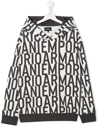 Emporio Armani All-over Logo Print Hoodie In Weiss