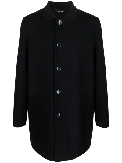 Paltò Single-breasted Fitted Coat In Blau