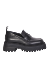 3juin Black Leather Sofia Loafers In Black