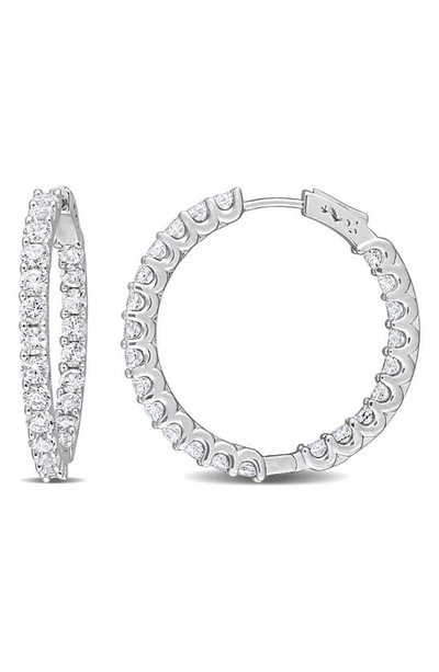 Delmar Sterling Silver Created White Sapphire Hoop Earrings