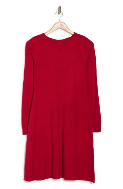 Vince Camuto Long Sleeve Fit & Flare Sweater Dress In Red
