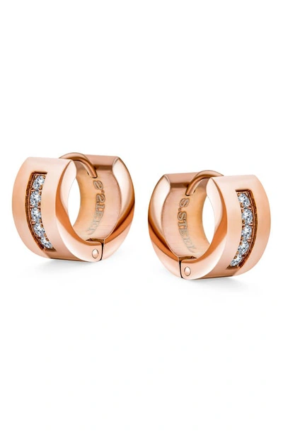 Bling Jewelry Rose Gold-tone Cz Huggie Hoop Earrings