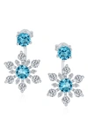 Bling Jewelry Sterling Silver Cz Snowflake Jacket Earrings In Blue