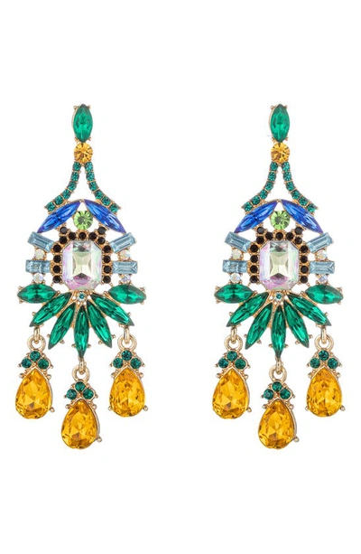 Eye Candy Los Angeles Fallen Statement Earrings In Green