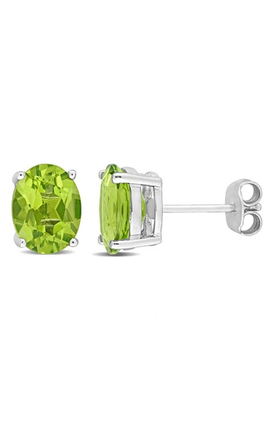 Delmar Oval Peridot Stud Earrings In Green