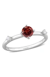 DELMAR DELMAR STERLING SILVER GARNET & WHITE TOPAZ RING