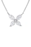 Delmar Sterling Silver Created Moissanite Flower Pendant Necklace In Silver