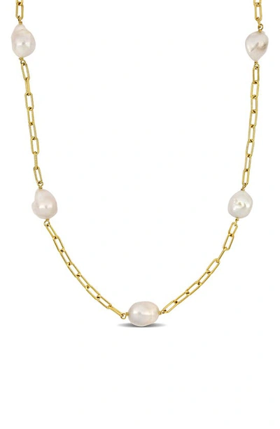 Delmar 18k Yellow Gold Plated Sterling Silver 12-14mm Cultured Freshwater Pearl Necklace
