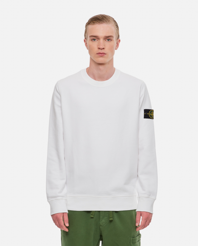 Stone Island Logo Patch Crewneck Sweatshirt In White