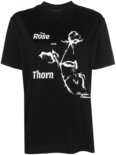 Kwaidan Editions The Rose And Thorn Print T-shirt In Black