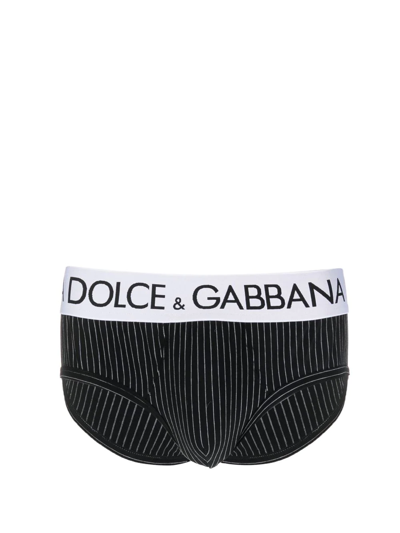Dolce & Gabbana Logo-waistband Briefs In Black