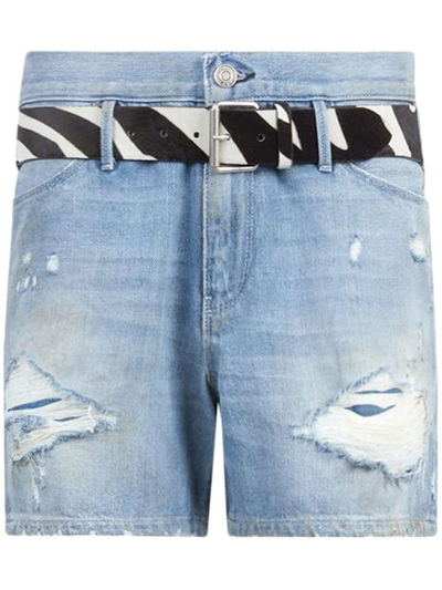 Rta Pierce Distressed Denim Shorts In Blue