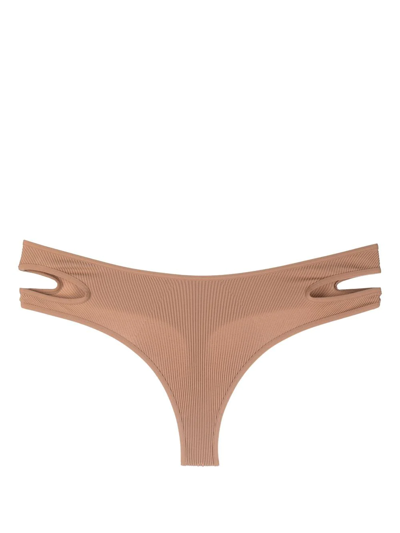 Andreädamo Fine-ribbed Cut-out Thong In Neutrals
