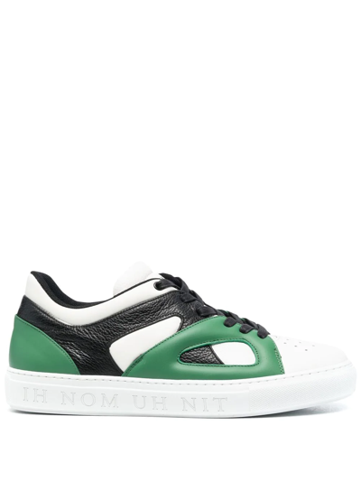 Ih Nom Uh Nit White, Black And Green Leather Sneakers