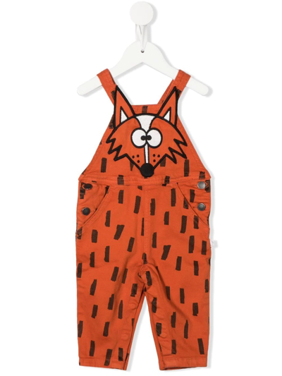 Stella Mccartney Brown Dungarees For Baby Boy With Fox