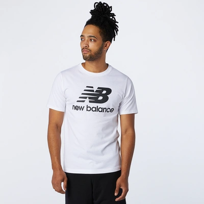 New Balance Men's Nb Essentials Stacked Logo Tee In White/black