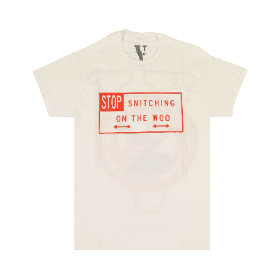 Pre-owned Vlone X Pop Smoke Stop Snitching Short-sleeve T-shirt 'white/red'