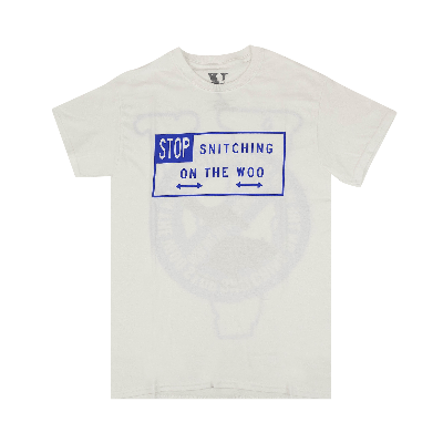 Pre-owned Vlone X Pop Smoke Stop Snitching Short-sleeve T-shirt 'white/blue'