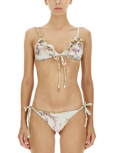 Zimmermann Jude Frill Mini Triangle Bikini In Multicolour