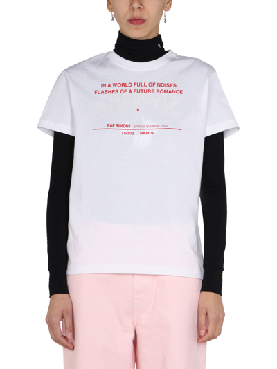 Raf Simons Logo Print T-shirt In White