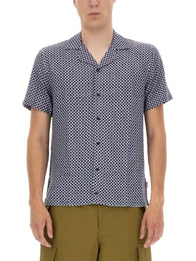 Orlebar Brown Happy Stripe Travis Camp Shirt In Blue