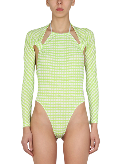 Jacquemus Green Knotted Cut-out Nodi Bodysuit