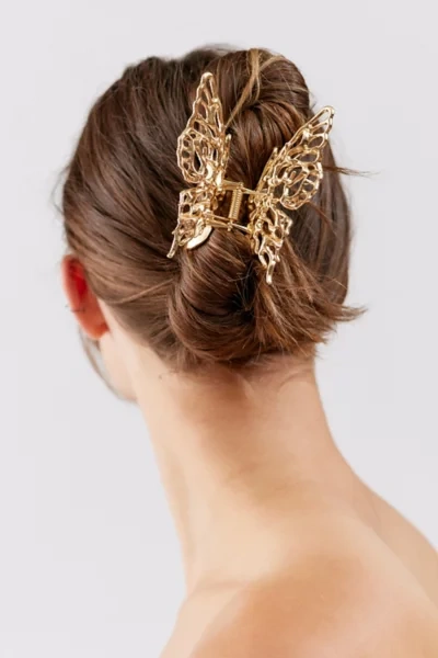 Urban Outfitters Charley Metal Butterfly Claw Clip In Gold