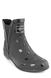 London Fog Pull-on Ankle Rain Boot In Bb-blk Shny Dot