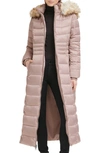 Kenneth Cole Faux Fur Hood Zip Front Puffer Jacket In Taupe