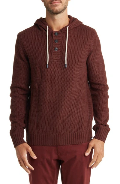 Union Textured Knit Hoodie In Oxblood