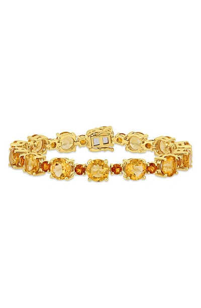 Delmar 10k Yellow Gold Plated Sterling Silver Citrine & Madeira Citrine Bracelet