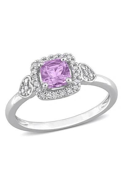 Delmar Sterling Silver Amethyst Diamond Ring In Purple