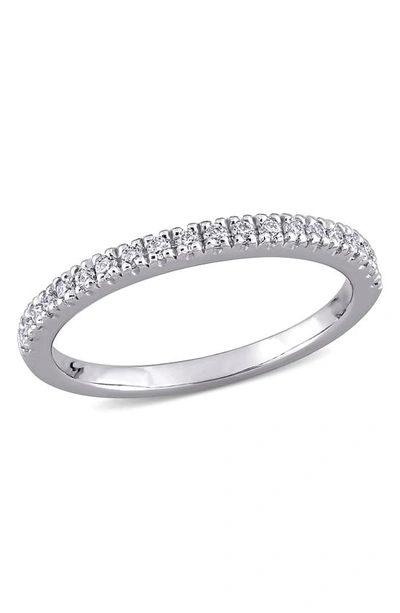 Delmar 10k White Gold Plated Sterling Silver Dew Created Moissanite Band Ring
