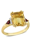 Delmar Citrine, Garnet & Diamond Ring In Yellow