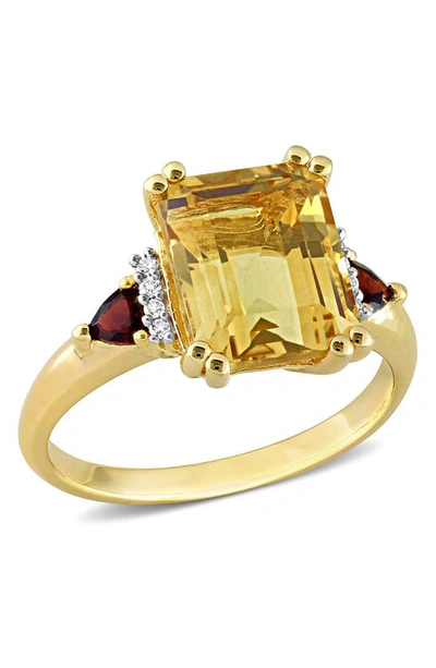 Delmar Citrine, Garnet & Diamond Ring In Yellow