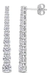 Delmar Sterling Silver Dew Created Moissanite Drop Earrings In Silver