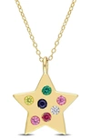 Delmar 10k Yellow Gold Plated Sterling Silver Multi Color Gemstone Star Pendant Necklace In Multi
