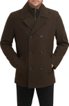 Kenneth Cole New York Classic Wool Peacoat In Olive